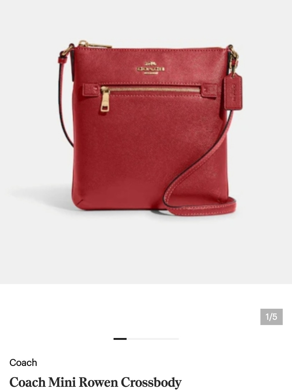 Coach Mini Rowen Crossbody Bag in Red with Gold Hardware